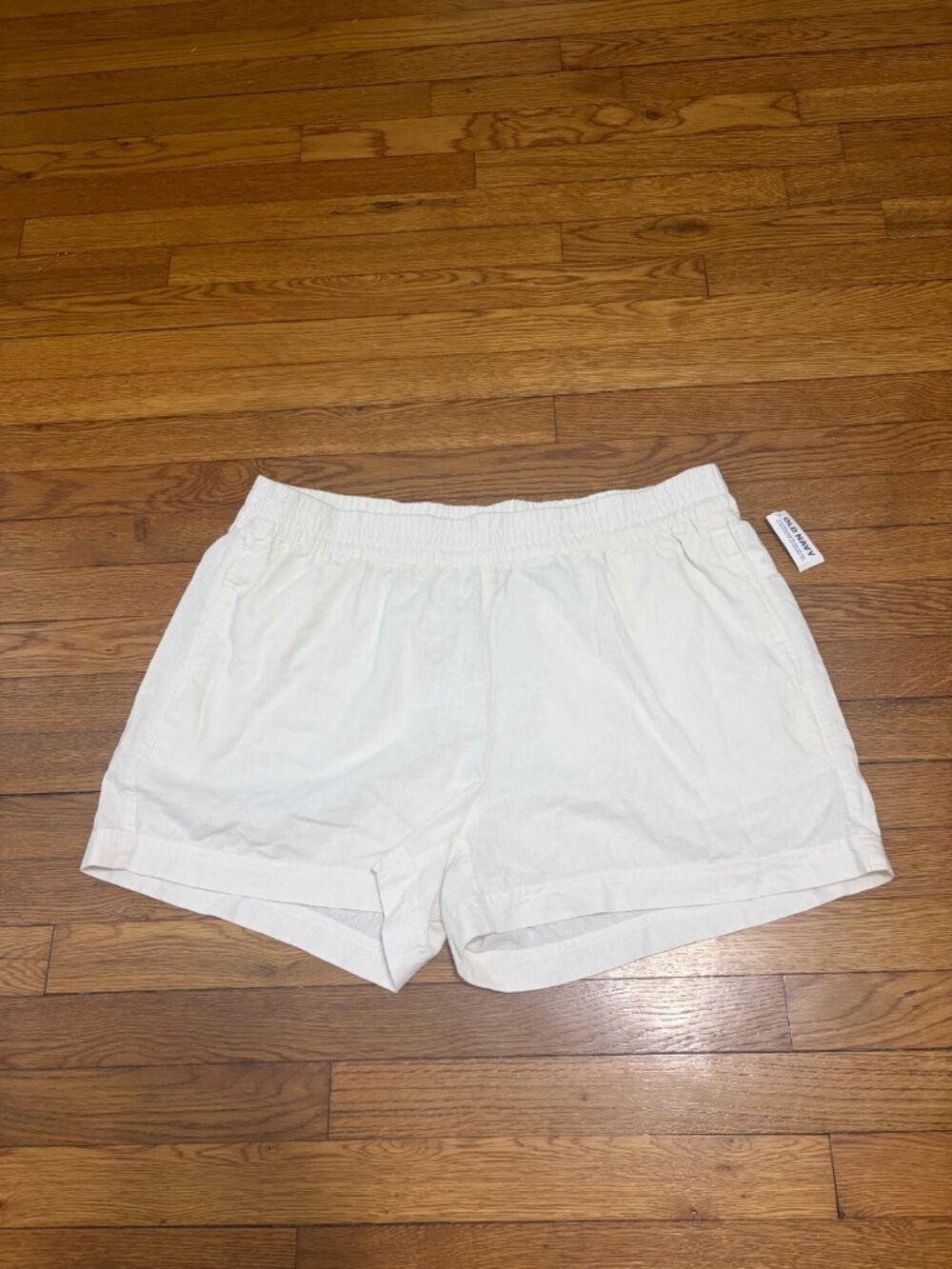 Old Navy Womens Comfort Waistband Bermuda Shorts Size XL White Linen Cotton NWT